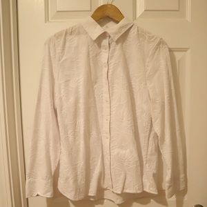 Talbots Embroidered Leaves Cotton Shirt - PL